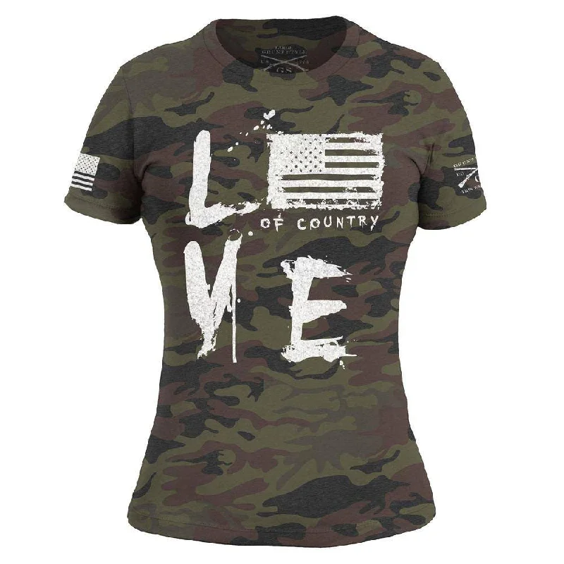 Moisture - Wicking Women T Shirt for Active LifestylesWomen's  Love of Country T-Shirt - Woodland Camo