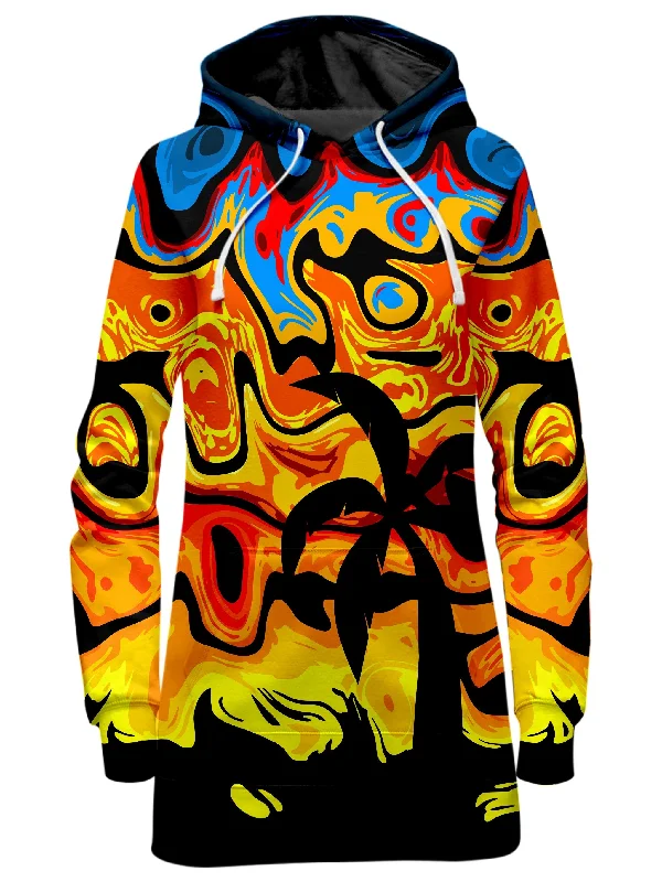 Women's hoodie with a glittery print for a glamorous and sparkly appearanceAbstract Summer Sunset Hoodie Dress Women's hoodie with a glittery print for a glamorous and sparkly appearanceAbstract Summer Sunset Hoodie Dress