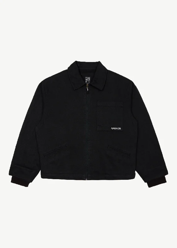 Women's bomber jackets with floral embroidery for a feminine and unique designAFENDS Mens Oracle - Carpenter Jacket - Black Women's bomber jackets with floral embroidery for a feminine and unique designAFENDS Mens Oracle - Carpenter Jacket - Black
