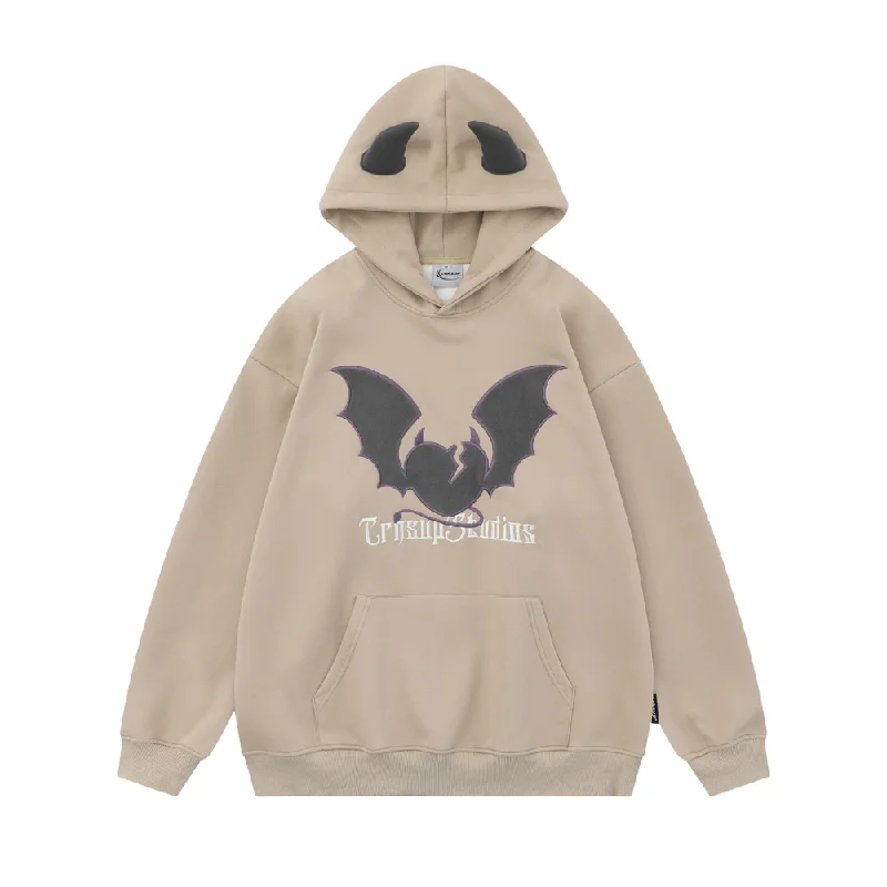 Women's pullover hoodie with a side slit for a modern and relaxed fitAmerican Bat Embroidery Couple Hoodie Women's pullover hoodie with a side slit for a modern and relaxed fitAmerican Bat Embroidery Couple Hoodie