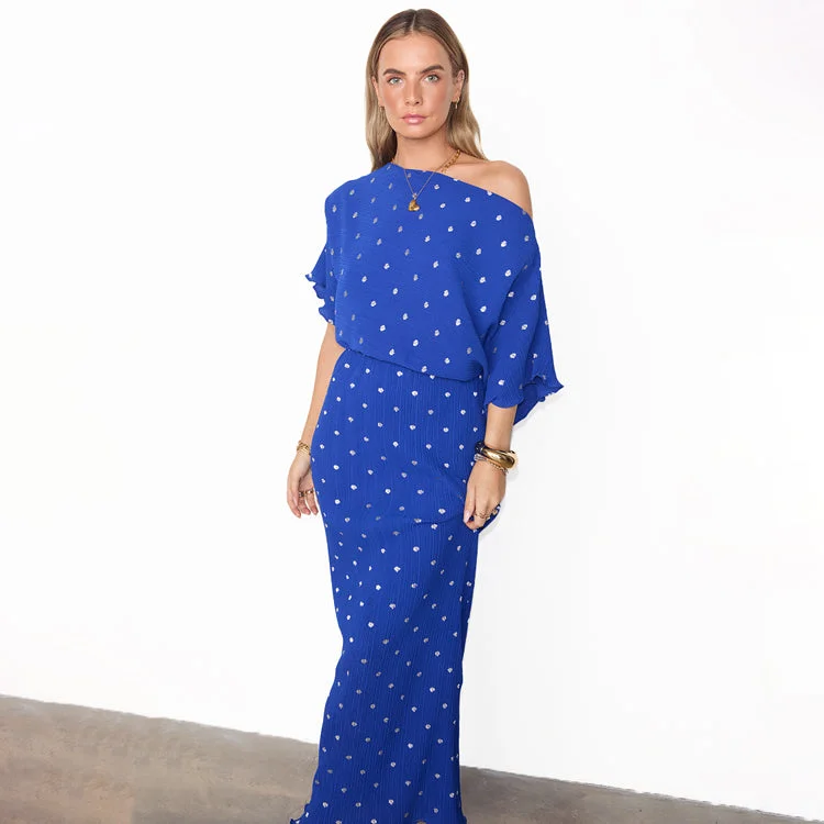 Blue Tilly Plisse Dress Petite