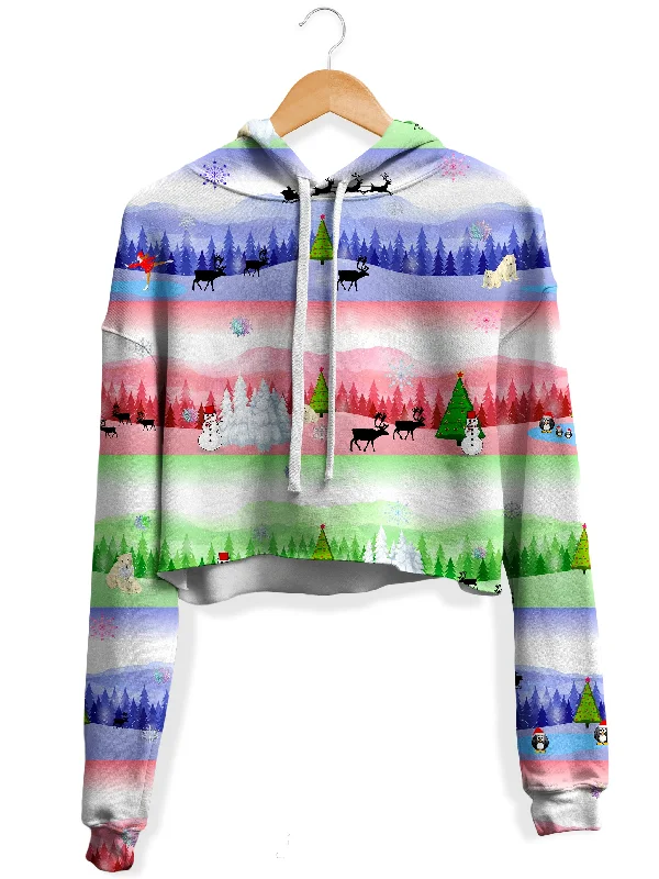 Women's crew - neck sweatshirt in a heather gray shade for a classic and versatile optionChristmas Wonderland Fleece Crop Hoodie Women's crew - neck sweatshirt in a heather gray shade for a classic and versatile optionChristmas Wonderland Fleece Crop Hoodie