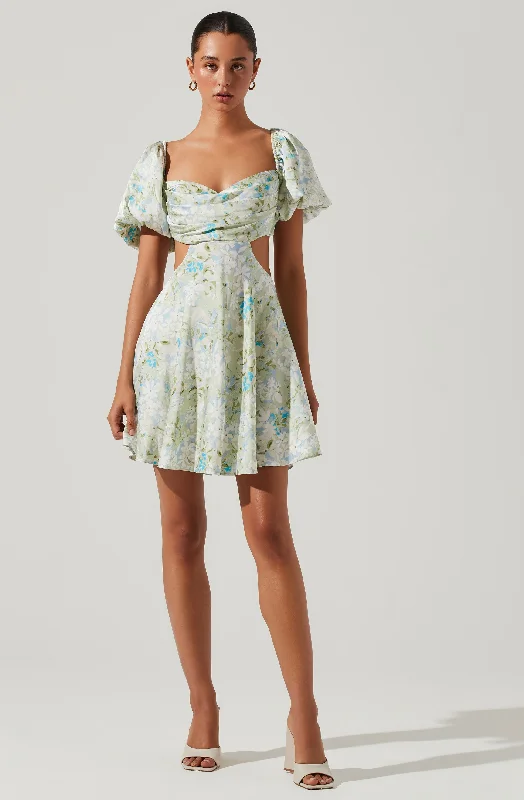 Long - Sleeve Women Dress in Velvet for a Luxurious Winter LookClarita Floral Cutout Puff Sleeve Mini Dress Long - Sleeve Women Dress in Velvet for a Luxurious Winter LookClarita Floral Cutout Puff Sleeve Mini Dress