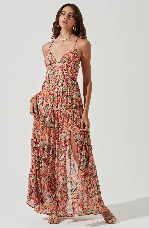 Halter Neck Women Dress to Show Off the Shoulders and NecklineTropics Plunge Neck Pleated Open Back Maxi Dress Halter Neck Women Dress to Show Off the Shoulders and NecklineTropics Plunge Neck Pleated Open Back Maxi Dress