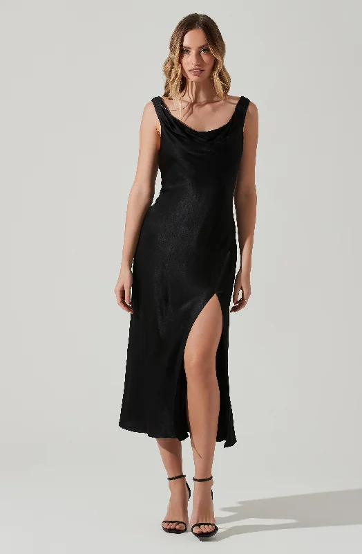 Backless Women Dress for a Sexy and Alluring Look at Evening EventsCristella Satin Midi Dress Backless Women Dress for a Sexy and Alluring Look at Evening EventsCristella Satin Midi Dress