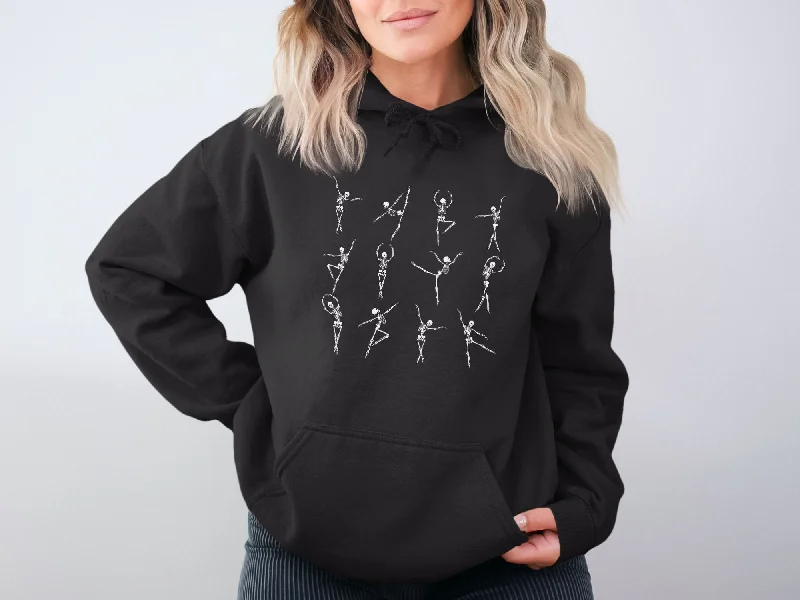 Women's graphic - printed sweatshirt featuring floral patterns for a feminine touchDancing Skeleton 2 Organic Cotton Hoodie Women's graphic - printed sweatshirt featuring floral patterns for a feminine touchDancing Skeleton 2 Organic Cotton Hoodie