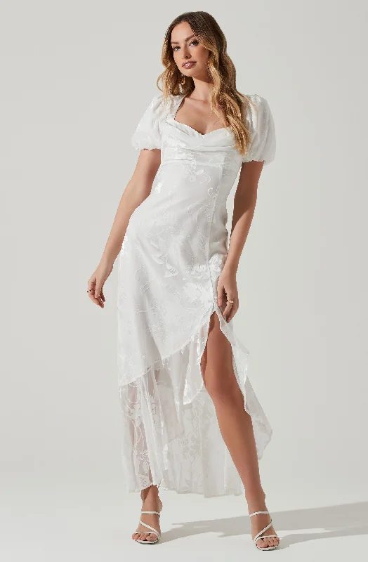 Backless Women Dress for a Sexy and Alluring Look at Evening EventsDayanara Floral Burnout Puff Sleeve Midi Dress Backless Women Dress for a Sexy and Alluring Look at Evening EventsDayanara Floral Burnout Puff Sleeve Midi Dress