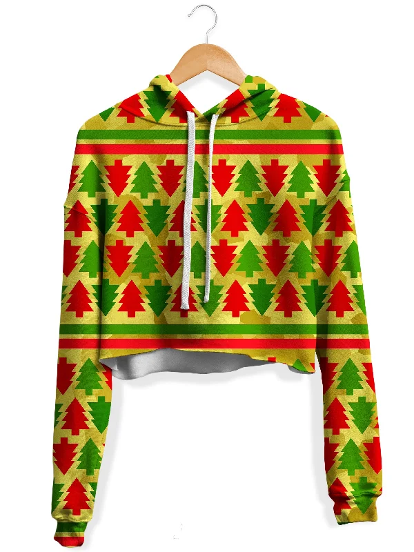 Women's cropped sweatshirt with a slogan graphic for a fun and expressive lookFestive Christmas Trees Fleece Crop Hoodie Women's cropped sweatshirt with a slogan graphic for a fun and expressive lookFestive Christmas Trees Fleece Crop Hoodie