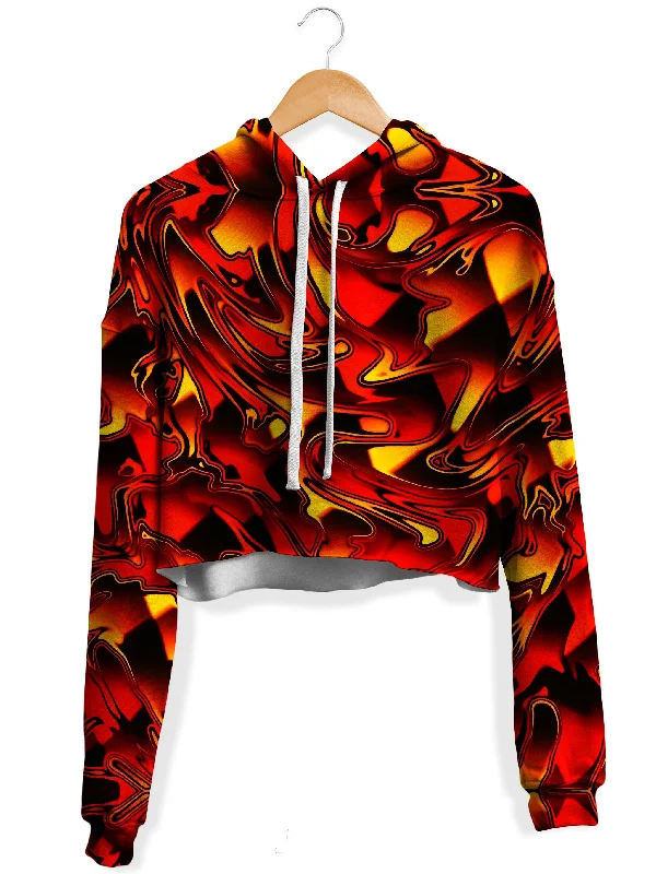 Fire Chromatic Melt Fleece Crop Hoodie