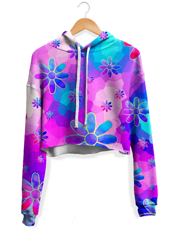 Women's zip - up sweatshirt in pastel blue for a soft and stylish outfitFlower Power Journey Fleece Crop Hoodie Women's zip - up sweatshirt in pastel blue for a soft and stylish outfitFlower Power Journey Fleece Crop Hoodie