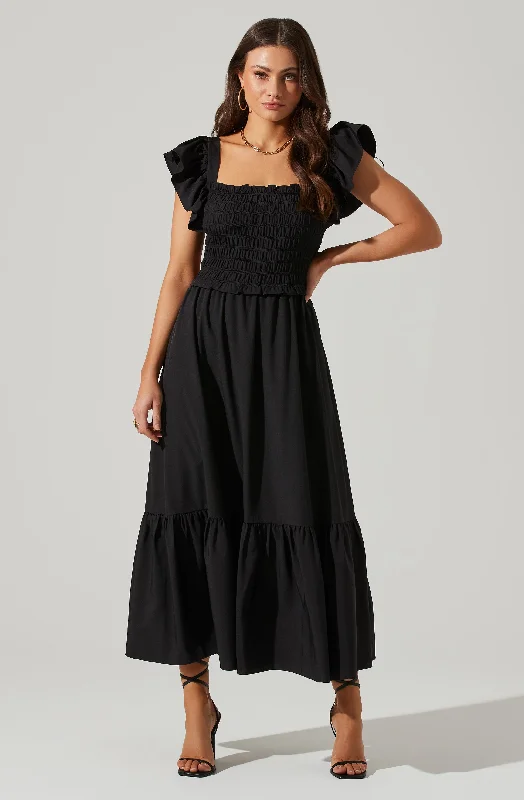 Sheath Women Dress with a Tailored Fit for a Professional LookFlutter Sleeve Midi Dress Sheath Women Dress with a Tailored Fit for a Professional LookFlutter Sleeve Midi Dress