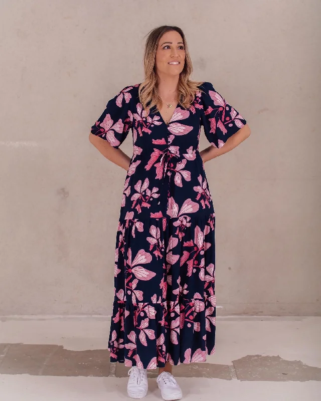 Wrap - Style Women Dress with Adjustable Fit for All Body TypesFria Molly Print Dress Navy Wrap - Style Women Dress with Adjustable Fit for All Body TypesFria Molly Print Dress Navy