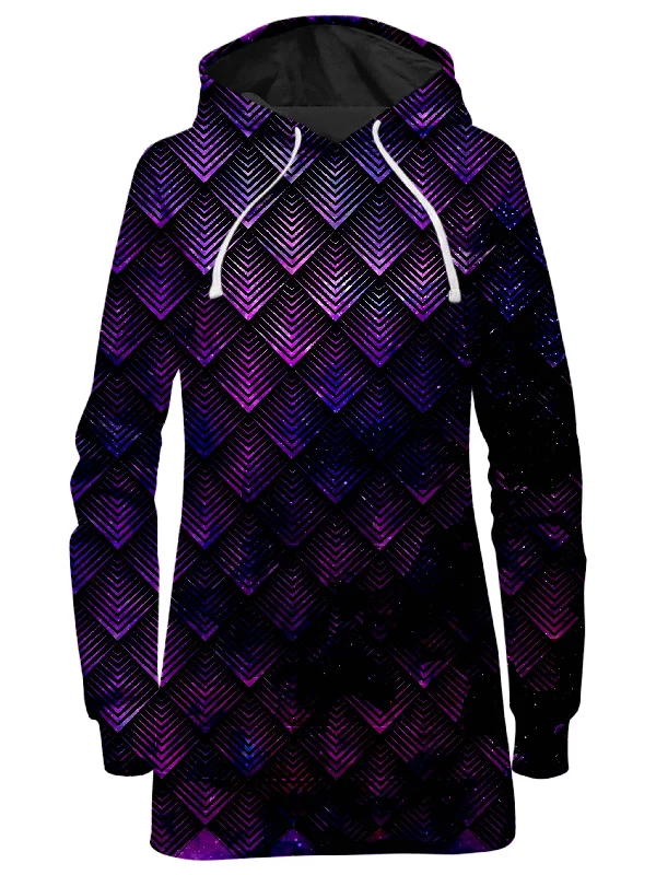 Galactic Dragon Scale Purple Hoodie Dress