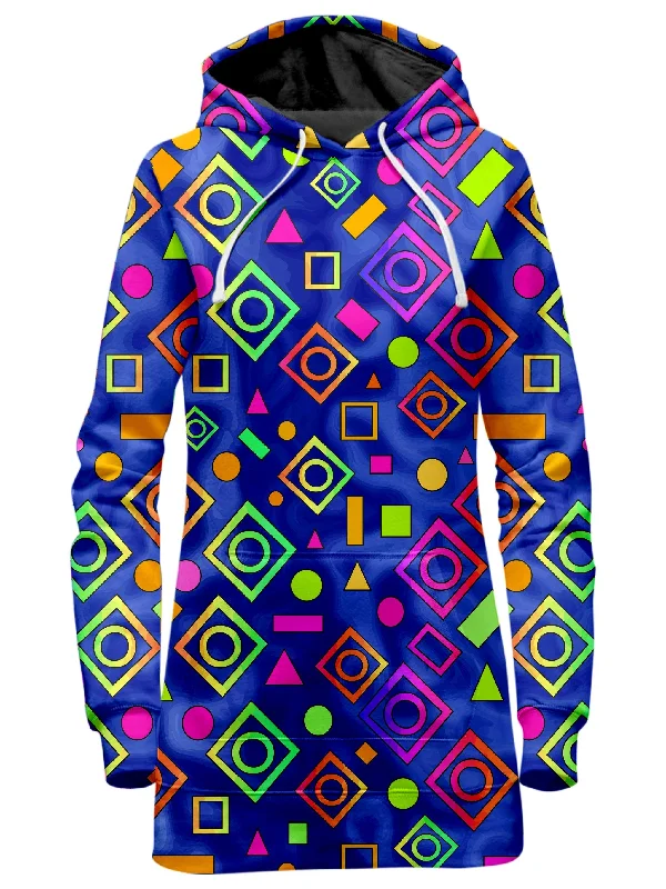 Women's mock - neck sweatshirt made of moisture - wicking material for fitness useGeometric On Blue Hoodie Dress Women's mock - neck sweatshirt made of moisture - wicking material for fitness useGeometric On Blue Hoodie Dress