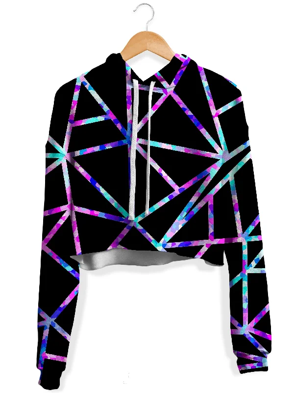 Glitter Geometric Fleece Crop Hoodie