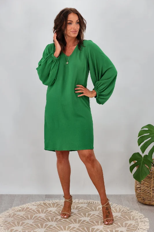 Sleeveless Women Dress in Bright Colors for Summer PartiesGloss by Shine On Joni Shift Dress with Blouson Sleeve Green Sleeveless Women Dress in Bright Colors for Summer PartiesGloss by Shine On Joni Shift Dress with Blouson Sleeve Green
