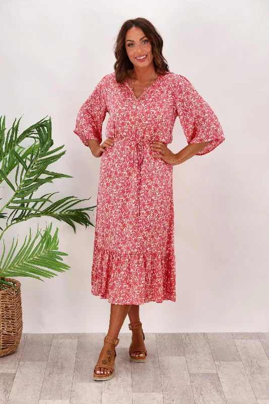 Long - Sleeve Women Dress in Velvet for a Luxurious Winter LookGloss by Shine On Sorrento Flutter Sleeve Dress Pink Delicate Floral Long - Sleeve Women Dress in Velvet for a Luxurious Winter LookGloss by Shine On Sorrento Flutter Sleeve Dress Pink Delicate Floral