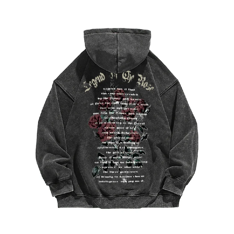 High Street rose text Washed Hoodie