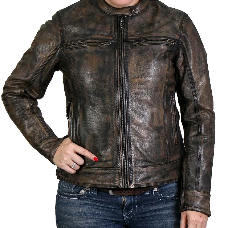 Women's long - line cardigan jackets in a soft knit for a cozy and elegant lookHot Leathers JKL1024 Women's Distressed Brown Leather Jacket with Conceal and Carry Pockets Women's long - line cardigan jackets in a soft knit for a cozy and elegant lookHot Leathers JKL1024 Women's Distressed Brown Leather Jacket with Conceal and Carry Pockets