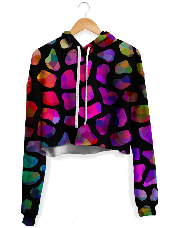 Jewel Giraffe Spots Fleece Crop Hoodie