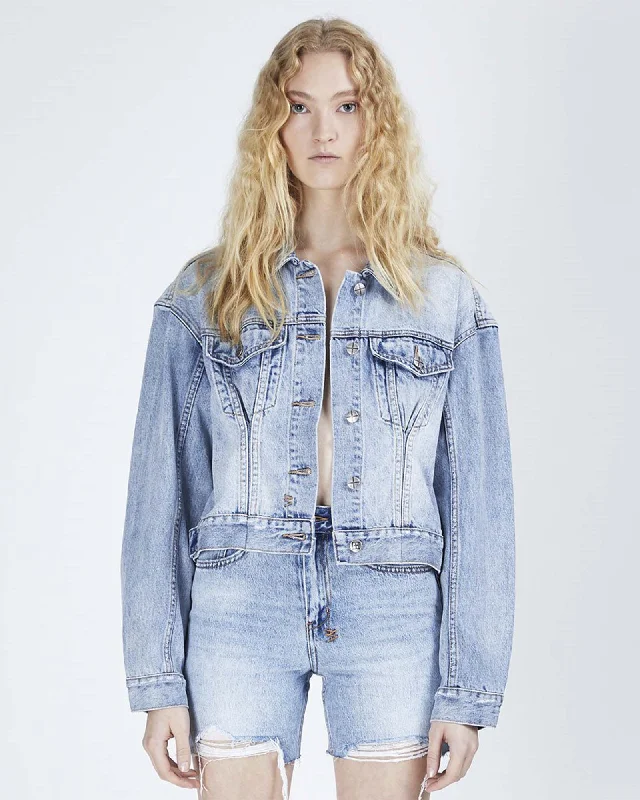 Women's denim jackets with distressed details for a casual and edgy lookJUSTIFY JACKET KARMA FLASH Women's denim jackets with distressed details for a casual and edgy lookJUSTIFY JACKET KARMA FLASH