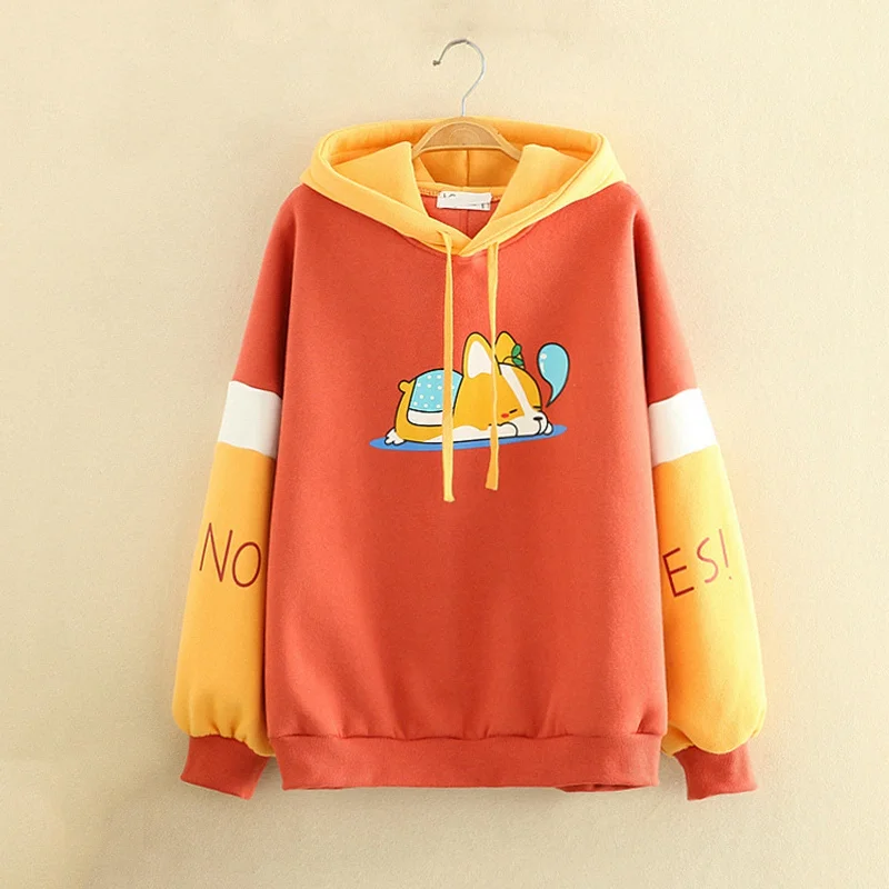 Kawaii Canine Charm: Japanese Style Puppy Colorblock Hoodie ??