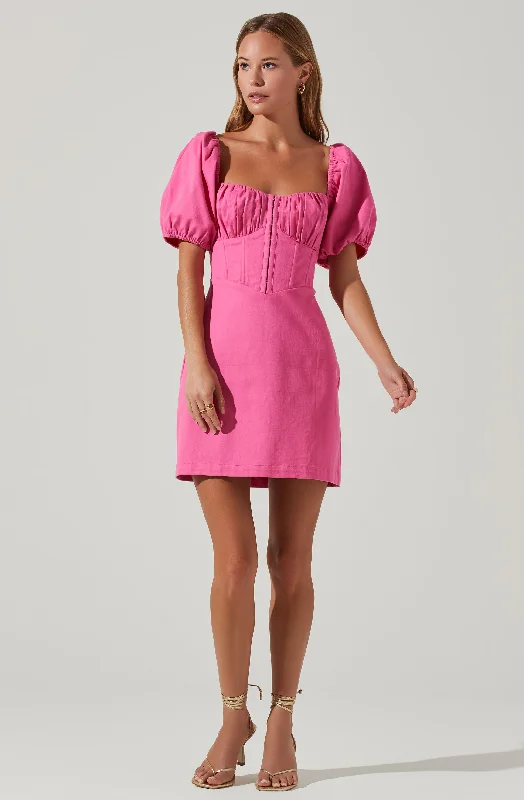 Mini Women Dress with a Short Hem for a Young and Trendy StyleKelilah Puff Sleeve Bustier Mini Dress Mini Women Dress with a Short Hem for a Young and Trendy StyleKelilah Puff Sleeve Bustier Mini Dress