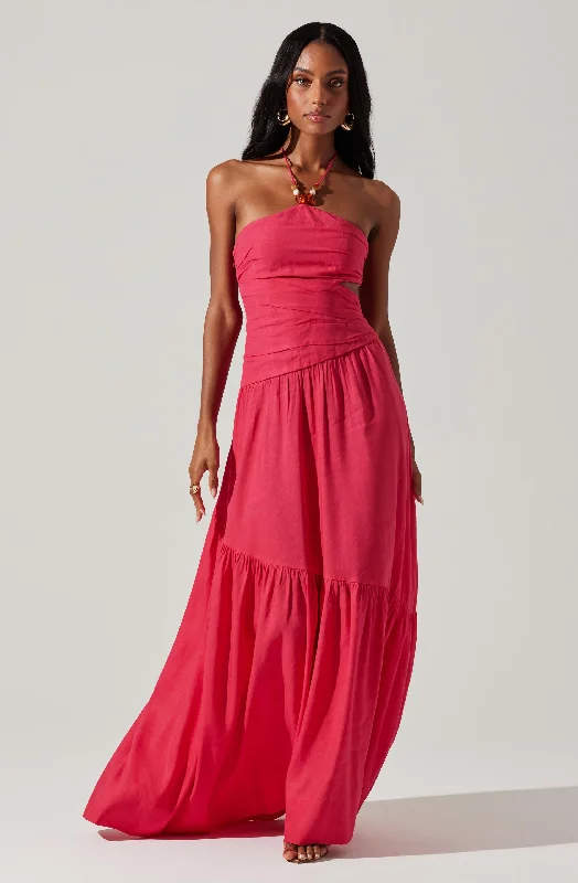 Ball Gown Women Dress with a Full Skirt for a Princess - like LookLinnea Halter Maxi dress Ball Gown Women Dress with a Full Skirt for a Princess - like LookLinnea Halter Maxi dress