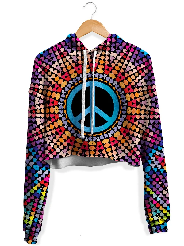 Women's hoodie with a detachable hood for customizable stylingLove And Peace Fleece Crop Hoodie Women's hoodie with a detachable hood for customizable stylingLove And Peace Fleece Crop Hoodie