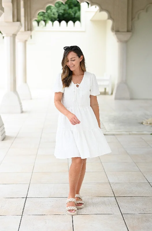 Ruffled Women Dress with Multiple Layers for a Playful and Girly StyleMia Dress - White Ruffled Women Dress with Multiple Layers for a Playful and Girly StyleMia Dress - White
