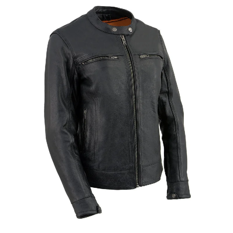 Women's shearling - lined suede jackets for ultimate warmth and luxuryMilwaukee Leather MLL2552 Women's Cool-Tec Black Leather Scooter Triple Stitch Motorcycle Jacket Women's shearling - lined suede jackets for ultimate warmth and luxuryMilwaukee Leather MLL2552 Women's Cool-Tec Black Leather Scooter Triple Stitch Motorcycle Jacket