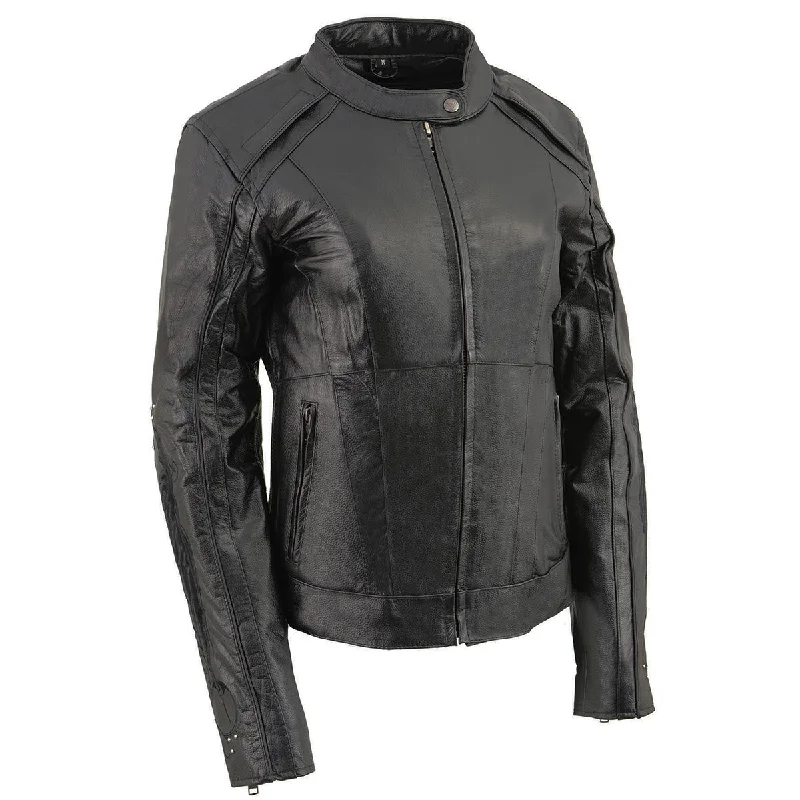 Women's long - length wool blend jackets for a warm and stylish winter lookMilwaukee Leather X1952 Women's Embroidered Wing and Stud Design Black Leather Scooter Jacket Women's long - length wool blend jackets for a warm and stylish winter lookMilwaukee Leather X1952 Women's Embroidered Wing and Stud Design Black Leather Scooter Jacket