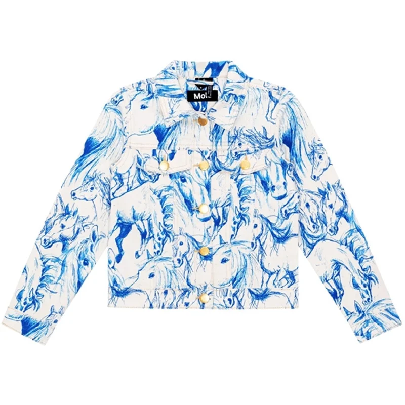 Women's trench coats with a removable belt for customizable stylingMolo Blue Horses Heidi Jacket Women's trench coats with a removable belt for customizable stylingMolo Blue Horses Heidi Jacket