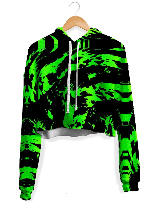 Neon Graffiti Paint Splatter Fleece Crop Hoodie