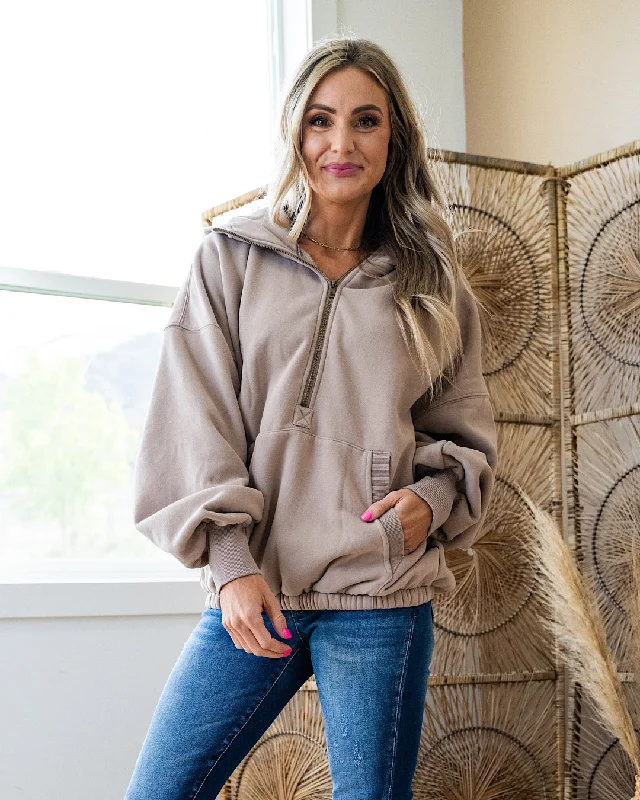 Women's graphic - printed sweatshirt featuring floral patterns for a feminine touchAmpersand Ave Oversized HalfZip Sweatshirt - Sand Women's graphic - printed sweatshirt featuring floral patterns for a feminine touchAmpersand Ave Oversized HalfZip Sweatshirt - Sand