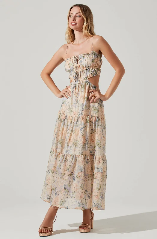 Mermaid - Style Women Dress with a Fitted Silhouette for Special OccasionsOdina Floral Smocked Tiered Midi Dress