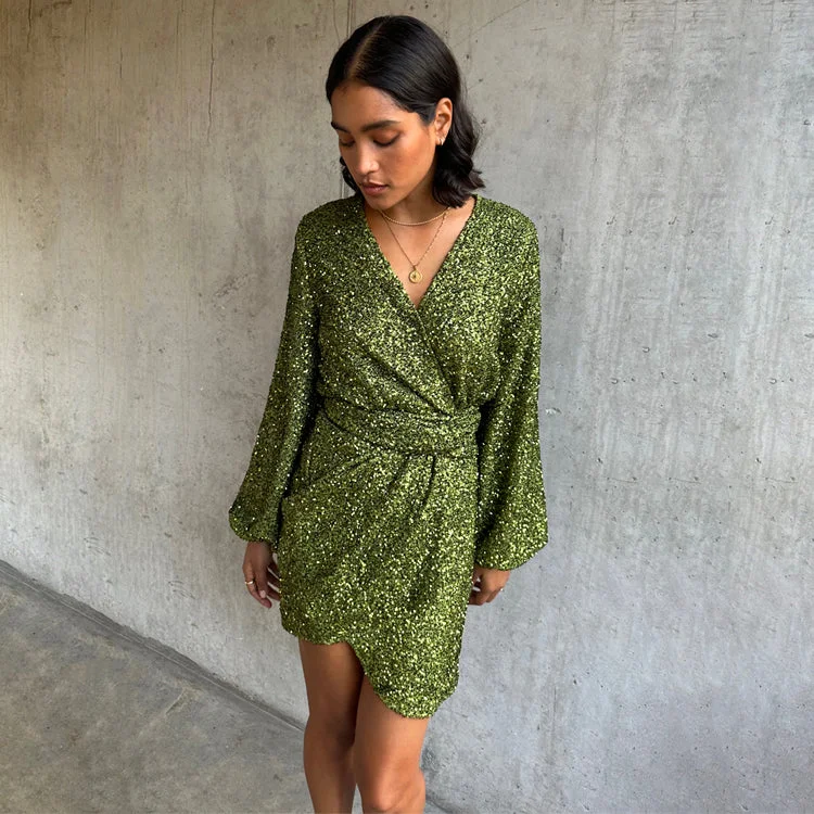 Olive Sequin Mini Vienna Dress