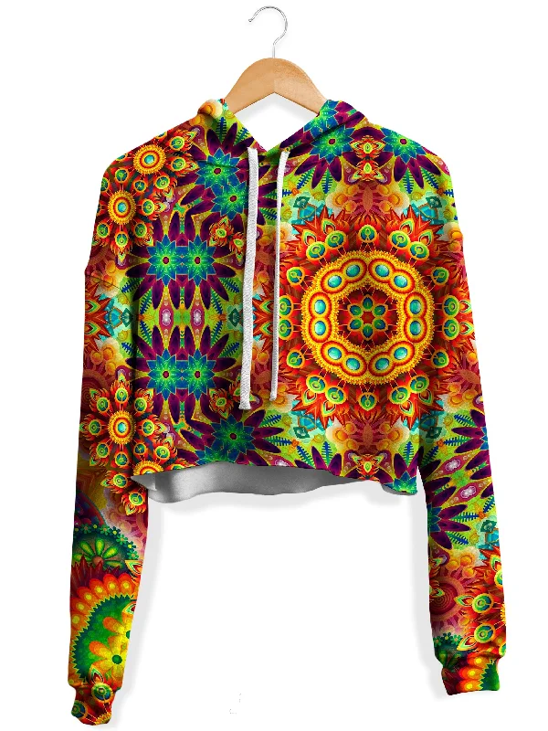 Women's hoodie with a kangaroo pocket and a pom - pom drawstring for added charmOrnate Color Journey Fleece Crop Hoodie Women's hoodie with a kangaroo pocket and a pom - pom drawstring for added charmOrnate Color Journey Fleece Crop Hoodie