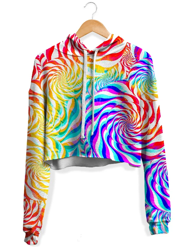 PLUR Rainbow Fleece Crop Hoodie