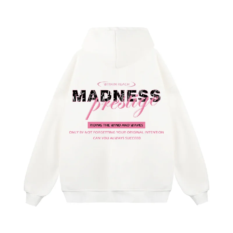 Women's hoodie with a kangaroo pocket and a pom - pom drawstring for added charmPM | Madness Monogram Print Hoodie Women's hoodie with a kangaroo pocket and a pom - pom drawstring for added charmPM | Madness Monogram Print Hoodie