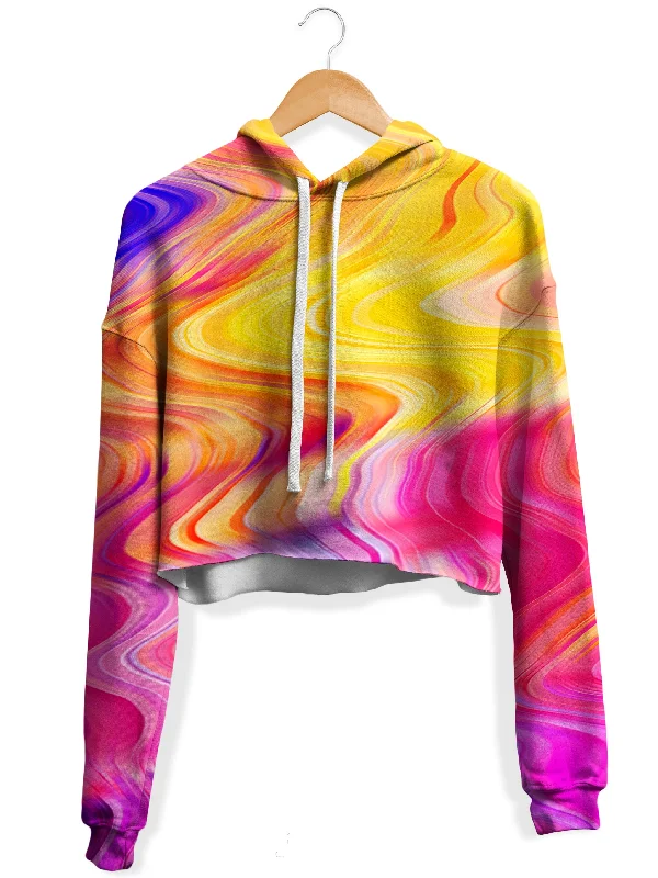 Psychedelic Aftershock Fleece Crop Hoodie