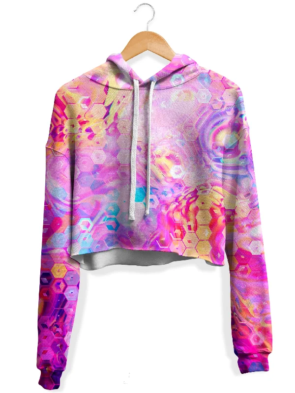 Purple Mirage Fleece Crop Hoodie