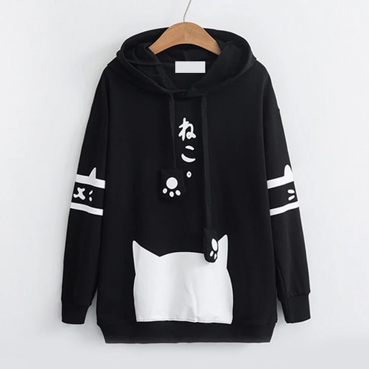 Women's crew - neck sweatshirt in a heather gray shade for a classic and versatile optionPurr-fectly Adorable: Harajuku Cat Ear Paw Drawstring Letter Hoodie - Embrace Your Inner Cuteness! ?? Women's crew - neck sweatshirt in a heather gray shade for a classic and versatile optionPurr-fectly Adorable: Harajuku Cat Ear Paw Drawstring Letter Hoodie - Embrace Your Inner Cuteness! ??