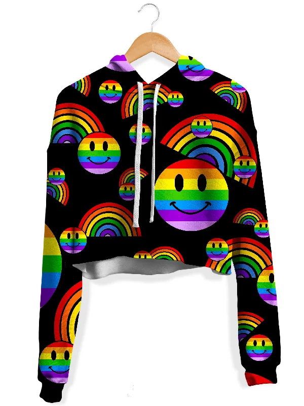 Rainbow Love Fleece Crop Hoodie