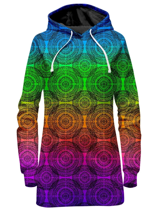 Women's pullover hoodie with a side slit for a modern and relaxed fitRainbow Mandala Hoodie Dress Women's pullover hoodie with a side slit for a modern and relaxed fitRainbow Mandala Hoodie Dress