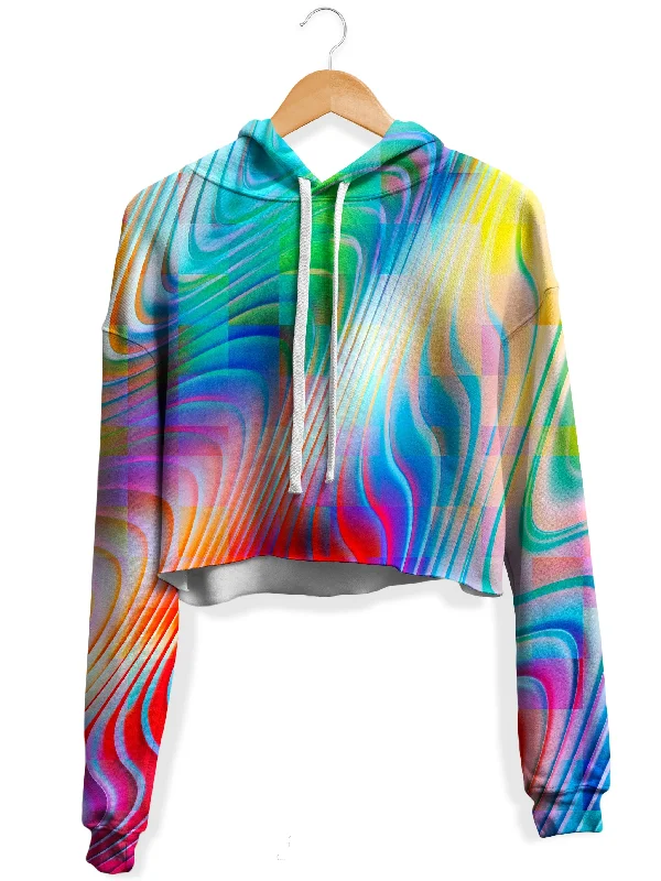 Rainbow Prism Fleece Crop Hoodie