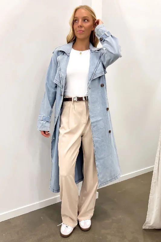 Women's quilted puffer jackets in a cropped silhouette for a modern twistRio Trench Coat Light Blue Women's quilted puffer jackets in a cropped silhouette for a modern twistRio Trench Coat Light Blue