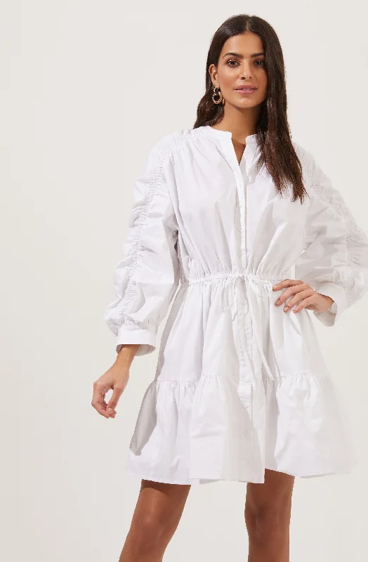 Mini Women Dress with a Short Hem for a Young and Trendy StyleRuched Long Sleeve Dress Mini Women Dress with a Short Hem for a Young and Trendy StyleRuched Long Sleeve Dress