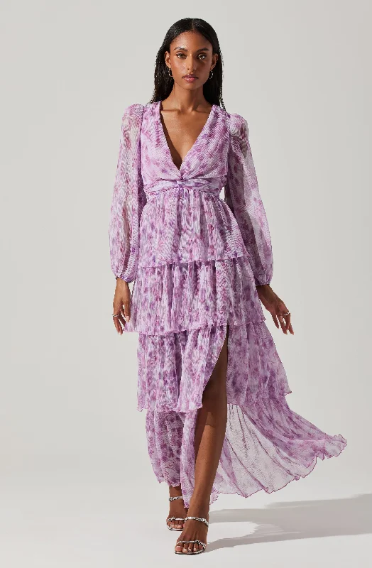 Maxi Women Dress with Floral Print for a Bohemian VibeSibylla Floral Plisse Dress