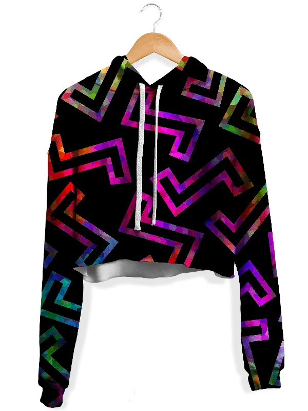 Sparkle Geometric Fleece Crop Hoodie